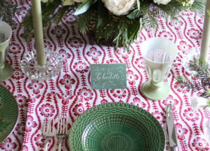 Stuffy Muffy Red and Green Christmas Tablescape